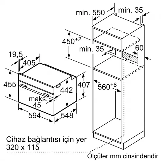 Serie 8 Buharlı Fırın 60 x 45 cm Siyah