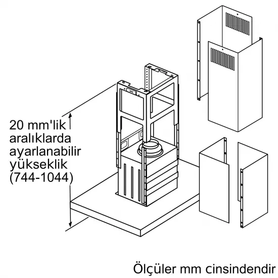 Serie 4 Ada Tipi Davlumbaz 90 cm Paslanmaz çelik