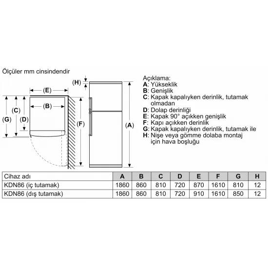 Serie 6 Üstten Donduruculu Buzdolabı 186 x 86 cm Kolay temizlenebilir Inox, Total No Frost