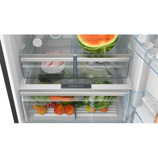 Serie 6 Alttan Donduruculu Buzdolabı 186 x 75 cm Parmak izi bırakmayan siyah inoks, Total No Frost