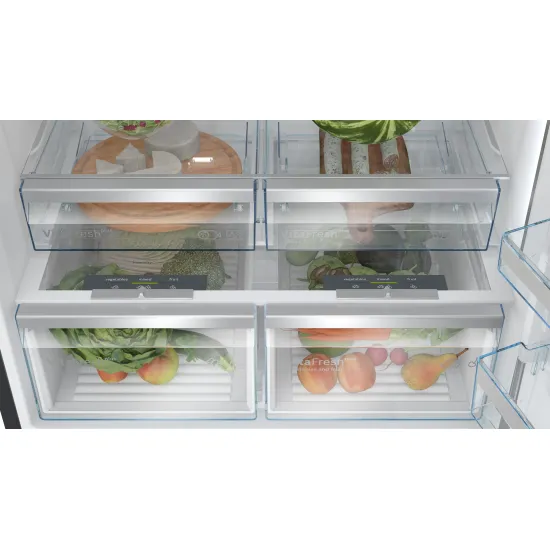 Serie 8 Alttan Donduruculu Buzdolabı 186 x 86 cm Parmak izi bırakmayan siyah inoks, Total No Frost