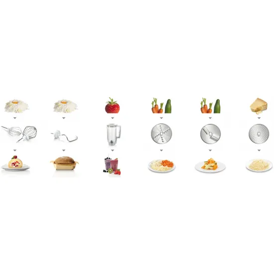 Serie 4 Mutfak Makinesi MUM 5 1000 W Kırmızı, Gümüş