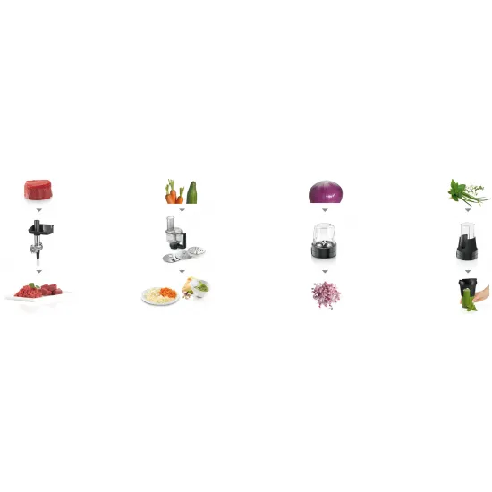 Serie 4 Mutfak Makinesi MUM 5 1000 W Siyah, Gümüş