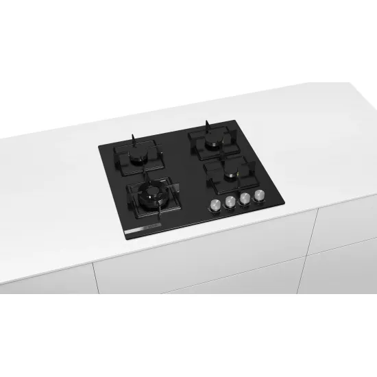 Serie 2 Gazlı Ocak 60 cm Sert cam, Siyah