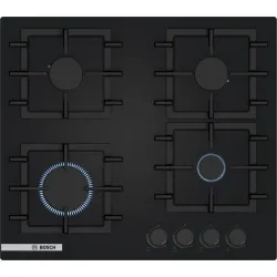 Serie 4 Gazlı Ocak 60 cm Sert cam, Siyah