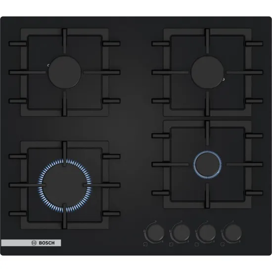 Serie 4 Gazlı Ocak 60 cm Sert cam, Siyah