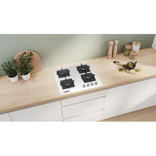 Serie 2 Gazlı Ocak 60 cm Sert cam, Beyaz