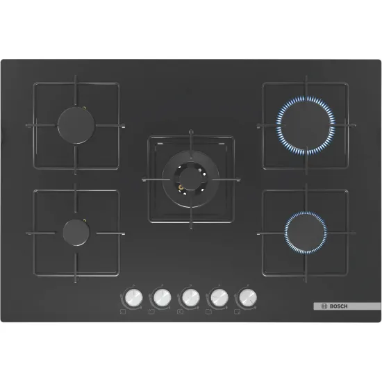 Serie 4 Gazlı Ocak 75 cm Sert cam, Siyah