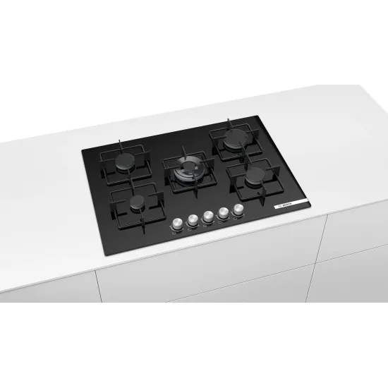 Serie 4 Gazlı Ocak 75 cm Sert cam, Siyah