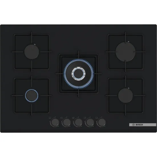 Serie 4 Gazlı Ocak 75 cm Sert cam, Siyah