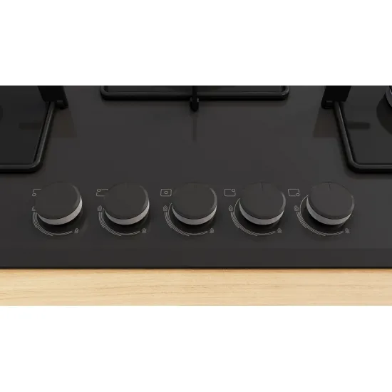 Serie 4 Gazlı Ocak 75 cm Sert cam, Siyah