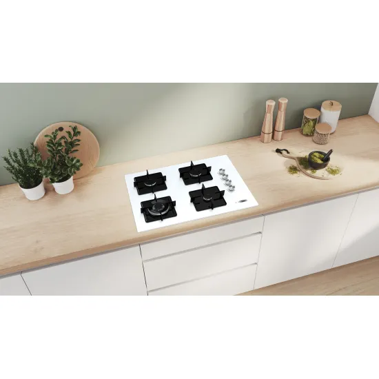 Serie 4 Gazlı Ocak 67 cm Sert cam, Beyaz