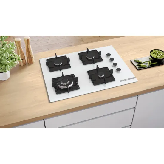 Serie 4 Gazlı Ocak 67 cm Sert cam, Beyaz