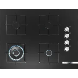 Serie 4 Gazlı Ocak 67 cm Sert cam, Siyah