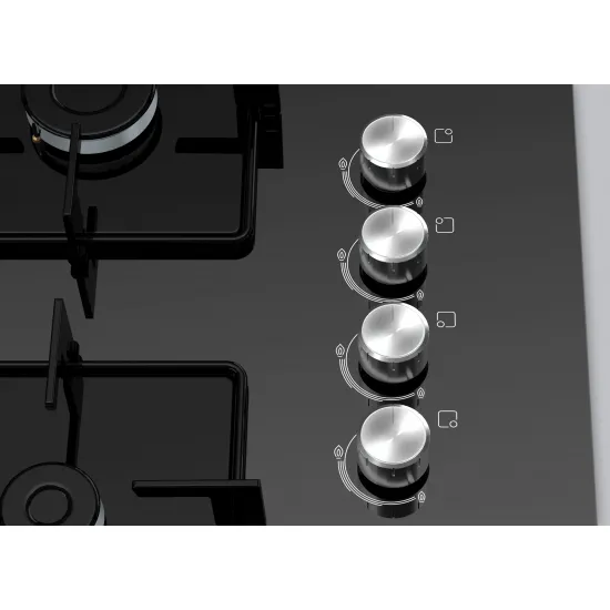 Serie 4 Gazlı Ocak 67 cm Sert cam, Siyah