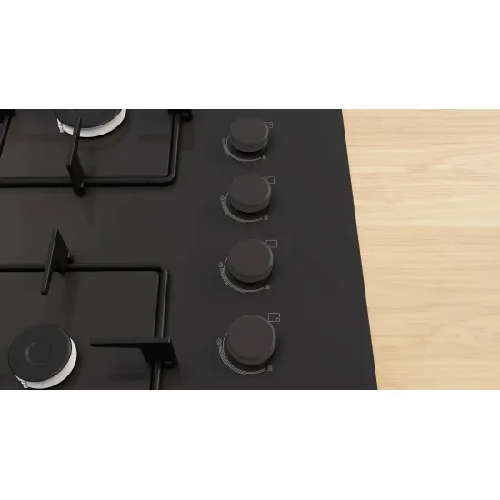 Serie 4 Gazlı Ocak 67 cm Sert cam, Siyah