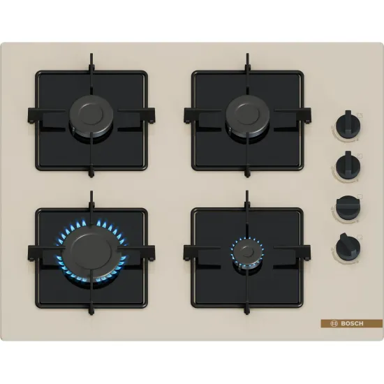 Serie 4 Gazlı Ocak 60 cm NeoKlasik, Sert cam, İnci beyazı