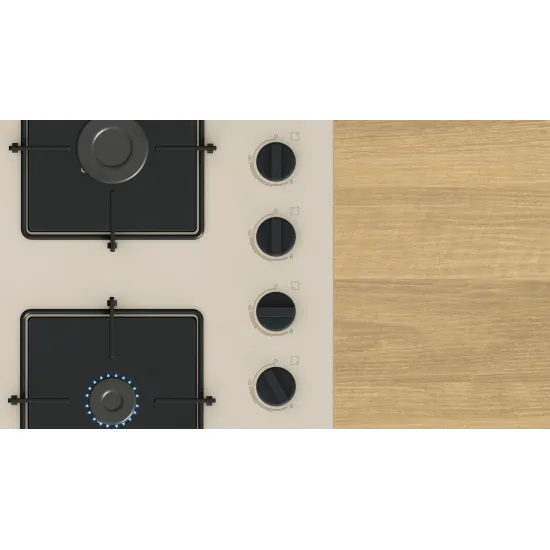 Serie 4 Gazlı Ocak 60 cm NeoKlasik, Sert cam, İnci beyazı