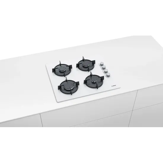 Serie 4 Gazlı Ocak 60 cm Sert cam, Beyaz