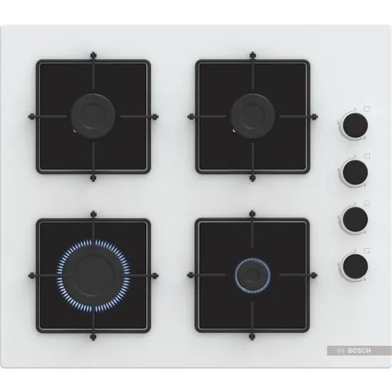 Serie 4 Gazlı Ocak 60 cm Sert cam, Beyaz