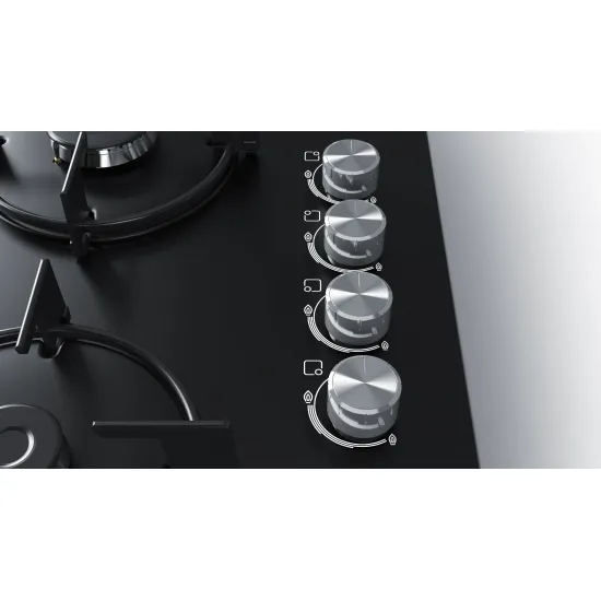 Serie 4 Gazlı Ocak 60 cm Sert cam, Siyah