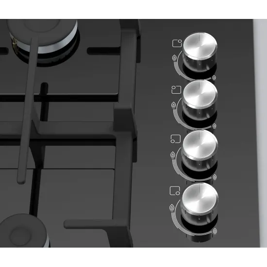Serie 2 Gazlı Ocak 60 cm Sert cam, Siyah