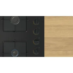 Serie 4 Gazlı Ocak 60 cm NeoKlasik, Sert cam, Siyah