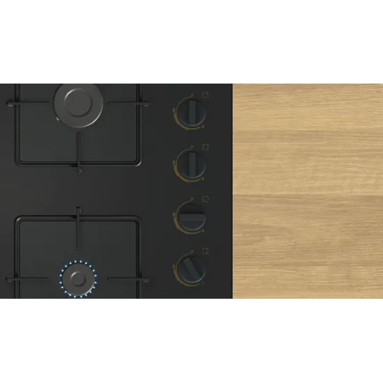 Serie 4 Gazlı Ocak 60 cm NeoKlasik, Sert cam, Siyah