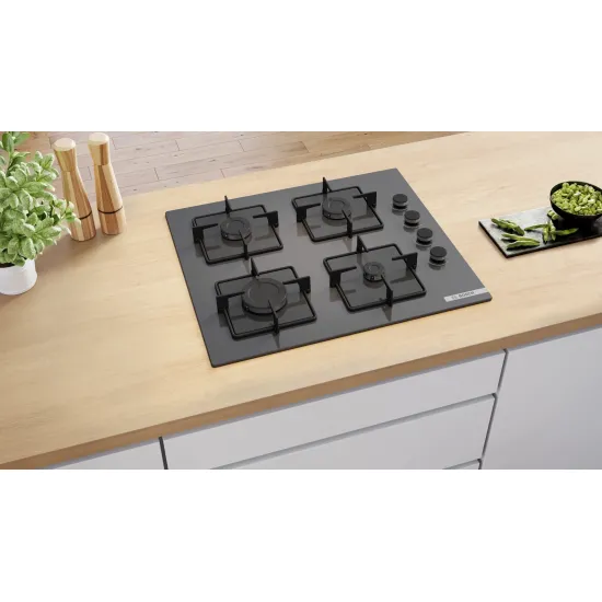 Serie 4 Gazlı Ocak 60 cm Sert cam, Antrasit gri