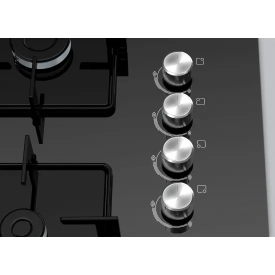 Serie 4 Gazlı Ocak 67 cm Sert cam, Siyah
