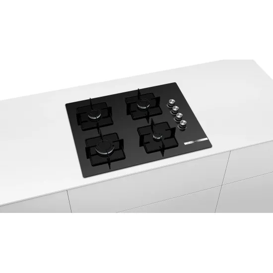 Serie 4 Gazlı Ocak 67 cm Sert cam, Siyah