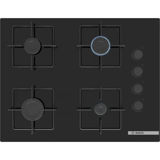 Serie 4 Gazlı Ocak 67 cm Sert cam, Siyah
