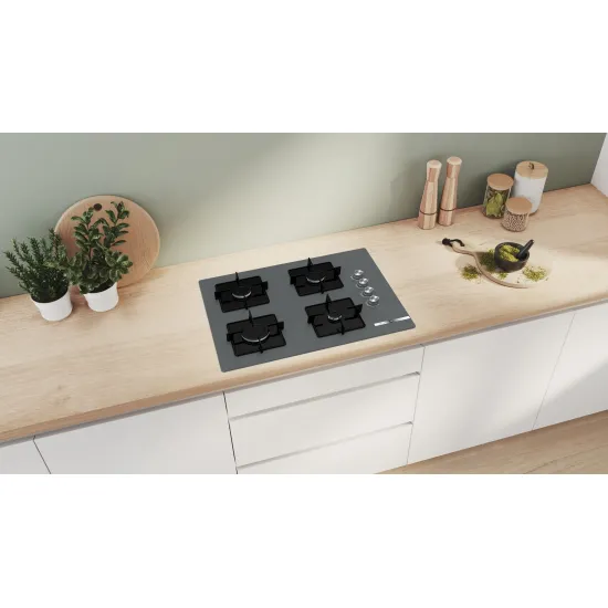 Serie 4 Gazlı Ocak 67 cm Sert cam, Antrasit gri