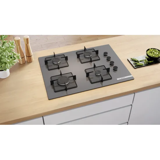 Serie 4 Gazlı Ocak 67 cm Sert cam, Antrasit gri
