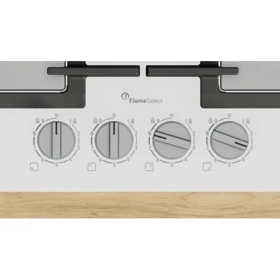 Serie 6 Gazlı Ocak 60 cm Sert cam, Beyaz