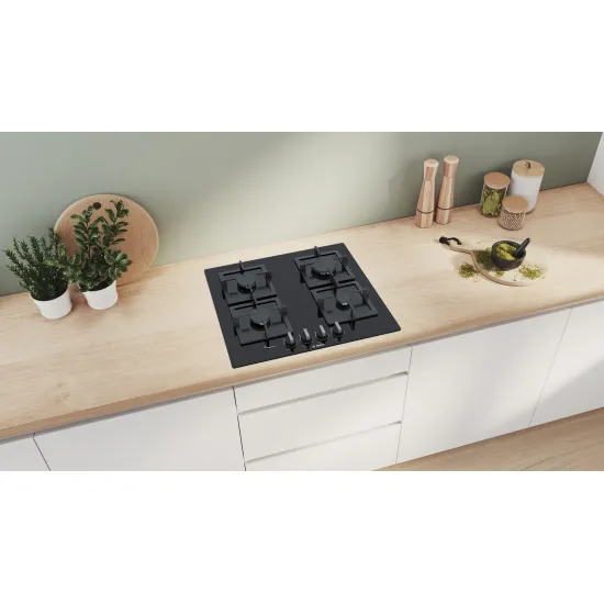Serie 6 Gazlı Ocak 60 cm Sert cam, Siyah