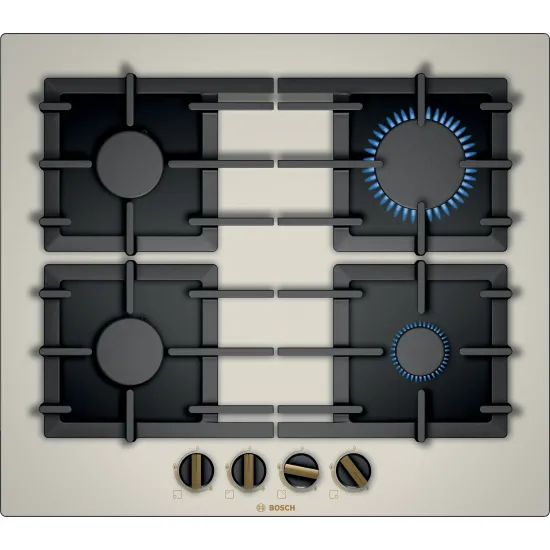 Serie 6 Gazlı Ocak 60 cm NeoKlasik, Sert cam, İnci beyazı