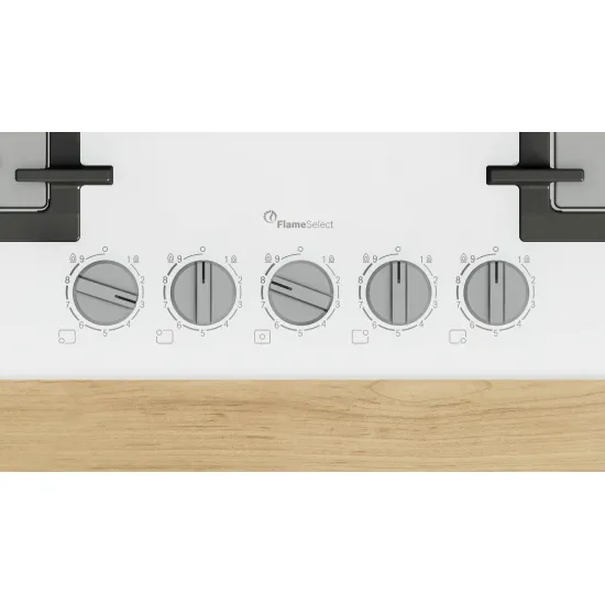 Serie 6 Gazlı Ocak 75 cm Sert cam, Beyaz