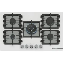 Serie 6 Gazlı Ocak 75 cm Sert cam, Beyaz