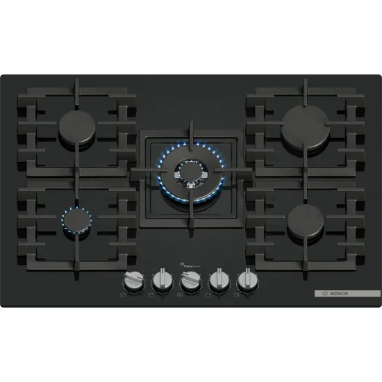 Serie 6 Gazlı Ocak 75 cm Sert cam, Siyah