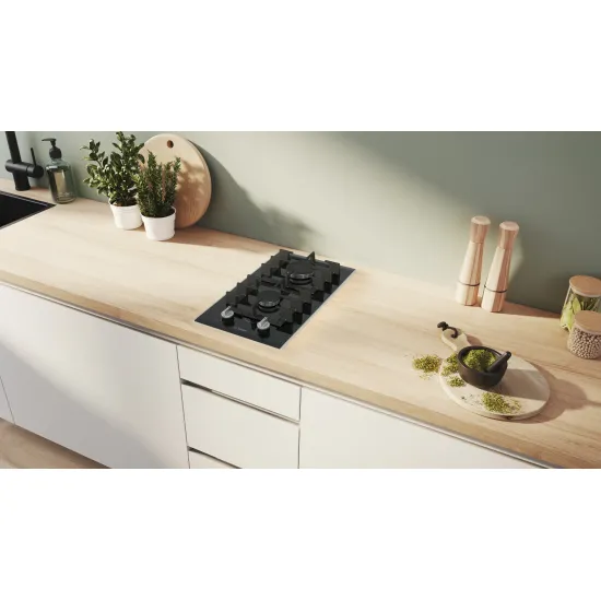 Serie 8 Gazlı Domino Ocak 30 cm Seramik, Siyah